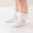 thumbnail image 7 of Sopiago Girls Ruffle Socks Double Lace Frilly Dress Socks Kids Turn Cuff Socks for Toddler Little Girls Cotton Ankle Socks 3-5 Years,White, 7 of 7