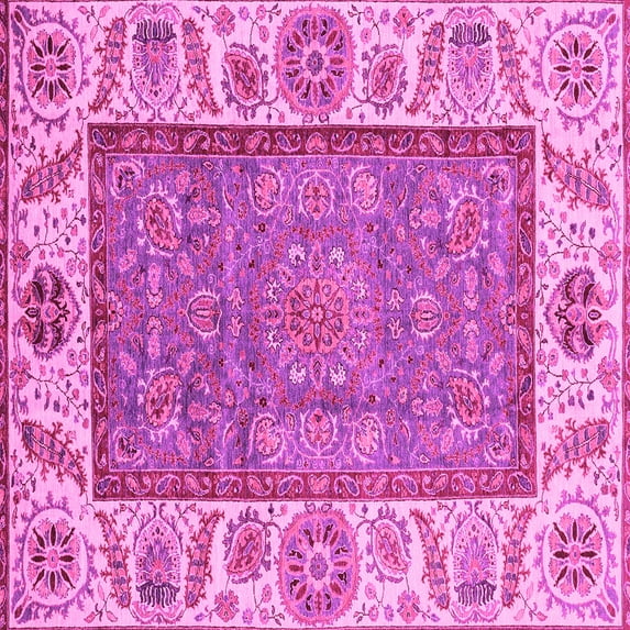 Ahgly Company Indoor Square Oriental Pink Traditional Area Rugs, 5' Square