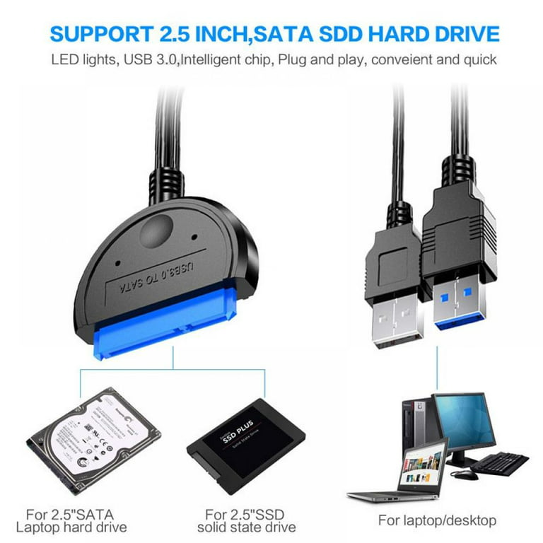 SATA to USB Cable, USB 3.0 to SATA III Hard Drive Adapter Converter for 2.5  Inch SSD & HDD Data Transfer(Black) 