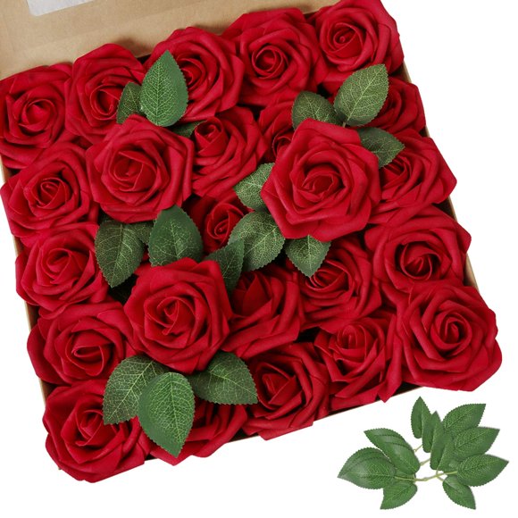 AmyHomie Fleur Artificielle Rose Rouge Foncé 100 Pcs R