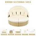 thumbnail image 3 of Patio Round Daybed with Retractable Canopy, Outdoor Wicker Rattan Furniture Sets, Rattan Daybed Two-Tone Weave Sunbed with Separate Seating and Removable Cushion (Beige), 3 of 9
