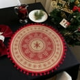 thumbnail image 5 of Euaioeiu Christmas Round Placemats, Festive Woven Table Mats with Snowflake Reindeer Pattern, Red Holiday Kitchen Dining Decor, Heat Resistant & Easy Clean, 15x15 Inches for Party Thanksgiving Dinner, 5 of 7