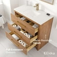 thumbnail image 3 of Eviva Curio 36"W x 18"D Walnut Bathroom Vanity with White Carrara Quartz Countertop and Undermount Porcelain Sink, 3 of 10