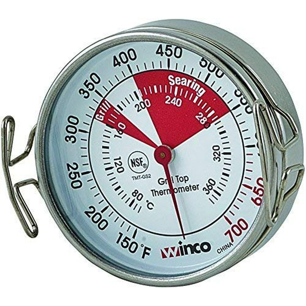 Winco Grill Surface Thermometer with Pot Clip, 2Inch