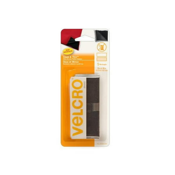 VELCRO® BRAND Sleek and Thin™ Stick On 6" x4" tape, Black