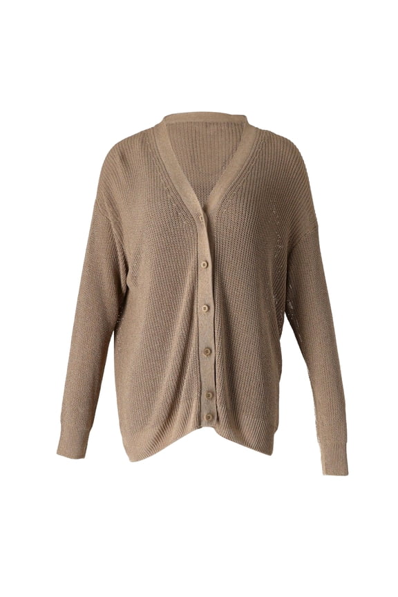 Pre-Owned Max Mara Tenue Loose Knit Tank Top and Cardigan Set in Brown Viscose