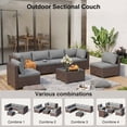 thumbnail image 3 of 7-Piece Patio Furniture Set, PE Rattan Outdoor Couch with Cushions and Glass Coffee Table, Wicker Sofa Set for Backyard, Porch, Garden, Balcony - Gray, 3 of 8
