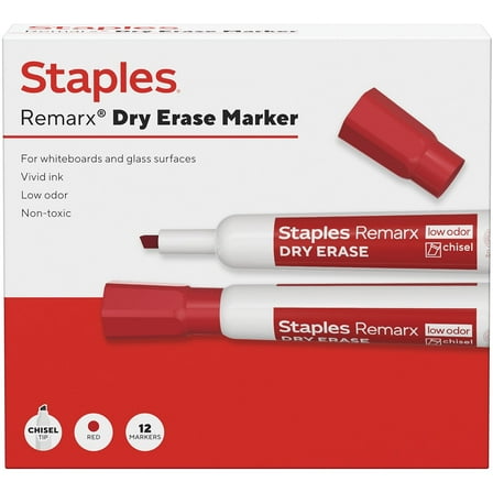 Staples Remarx Dry Erase Marker Chisel Tip Red 12/Pack (ST62938)