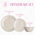 thumbnail image 2 of Paris Hilton London Collection 12-Piece Stoneware Dinnerware Set, Plates & Bowls Dish Set, Service for 4, Microwave & Dishwasher Safe, White with Bow Design, 2 of 7