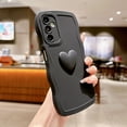 thumbnail image 2 of for Samsung Galaxy A14 5G Case 6.6", Cute Kawaii 3D Love Heart Solid Color Curly Wavy Camera Lens Cover Shockproof Soft Silicone Phone Cover for Women (Black), 2 of 9