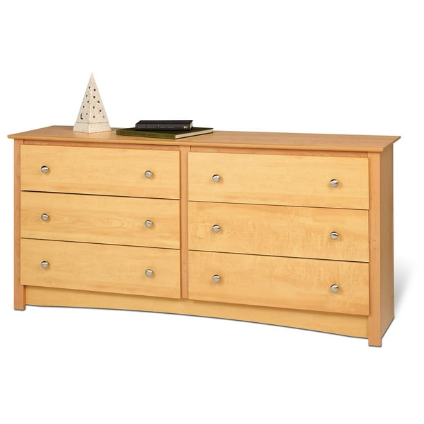 Prepac Sonoma Maple 6 Drawer Double Dresser in Maple
