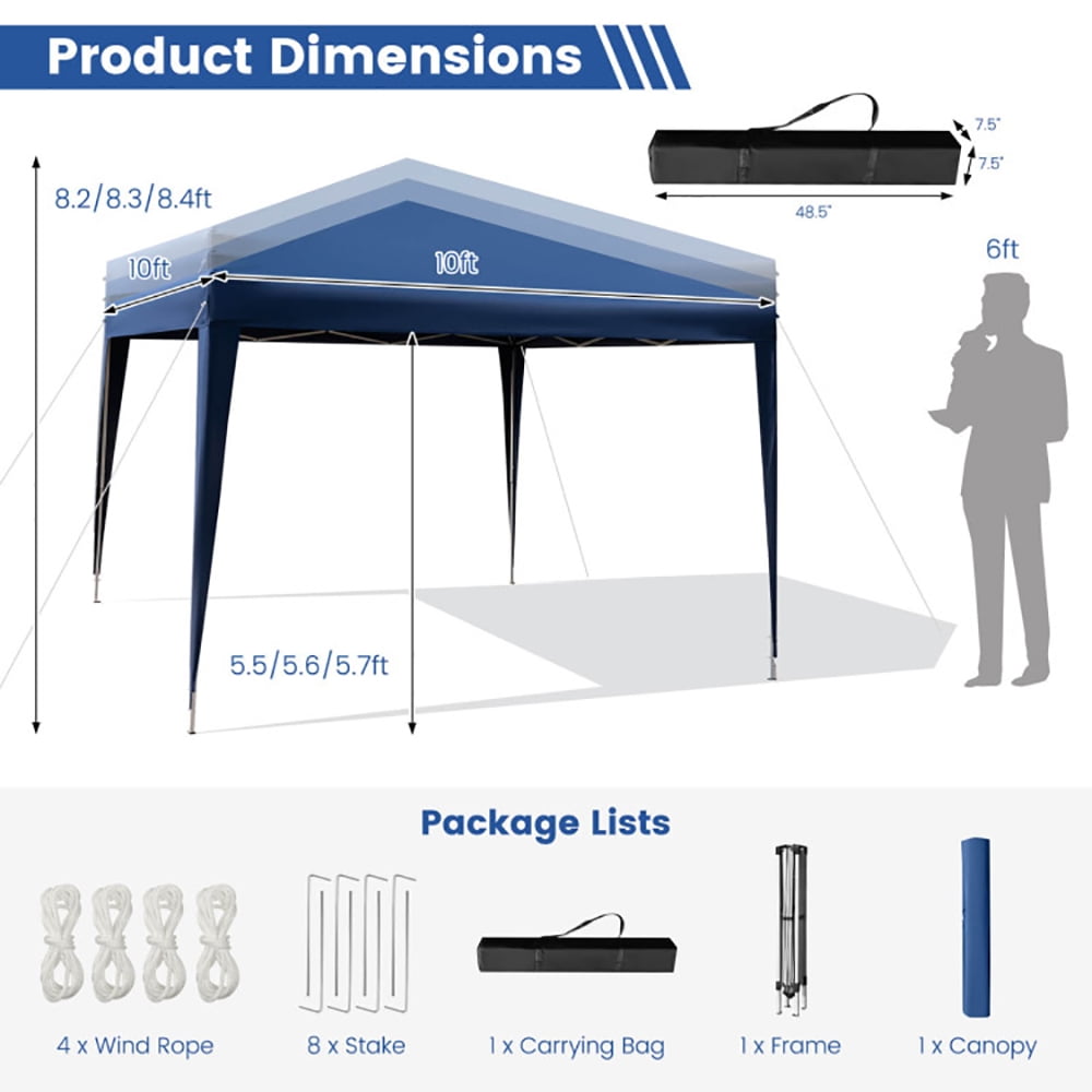 Aimee Lii 10 x 10 Feet Outdoor Pop-up Patio Canopy for Beach and Camp, Outdoor Patio Awnings for Party BBQ Events, Blue Aimee Lii 10 x 10 Feet Outdoor Pop-up Patio Canopy for Beach and Camp, Outdoor Patio Awnings for Party BBQ Events, Blue