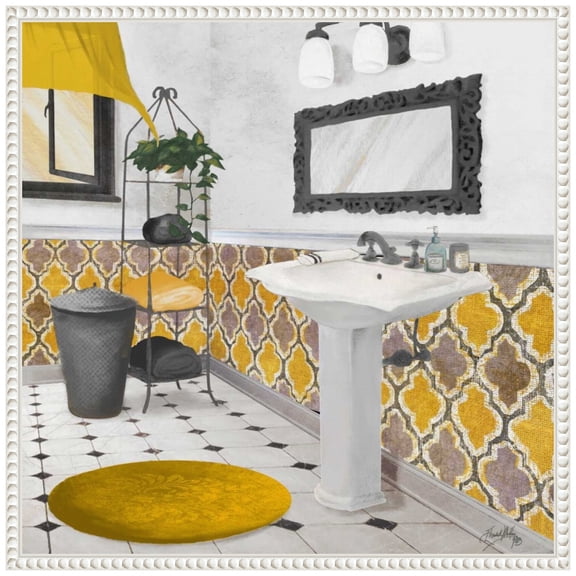 Amanti Art Sundance Bath I Yellow Framed Canvas Wall Art Print