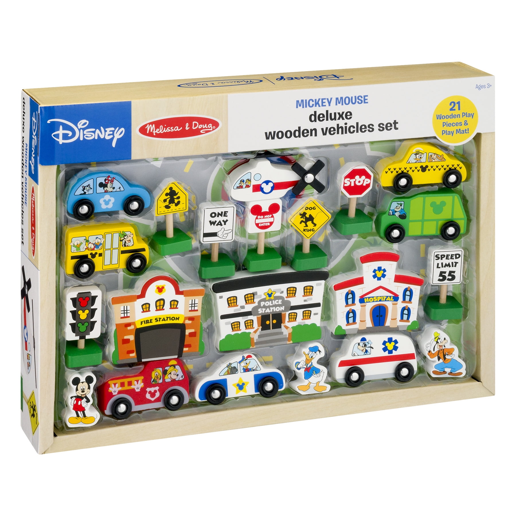 Melissa Doug Disney Mickey Mouse Deluxe Wooden Vehicles Play Set Melissa Doug Disney Mickey Mouse Deluxe Wooden Vehicles Play Set 21 Pieces Plus Mat Com