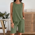 thumbnail image 6 of Yievot Women's Linen 2 Piece Short Sets Summer Outfits Sleeveless Crop Tank Tops and Casual Shorts Two Piece Beach Vacation Outfits, 6 of 6