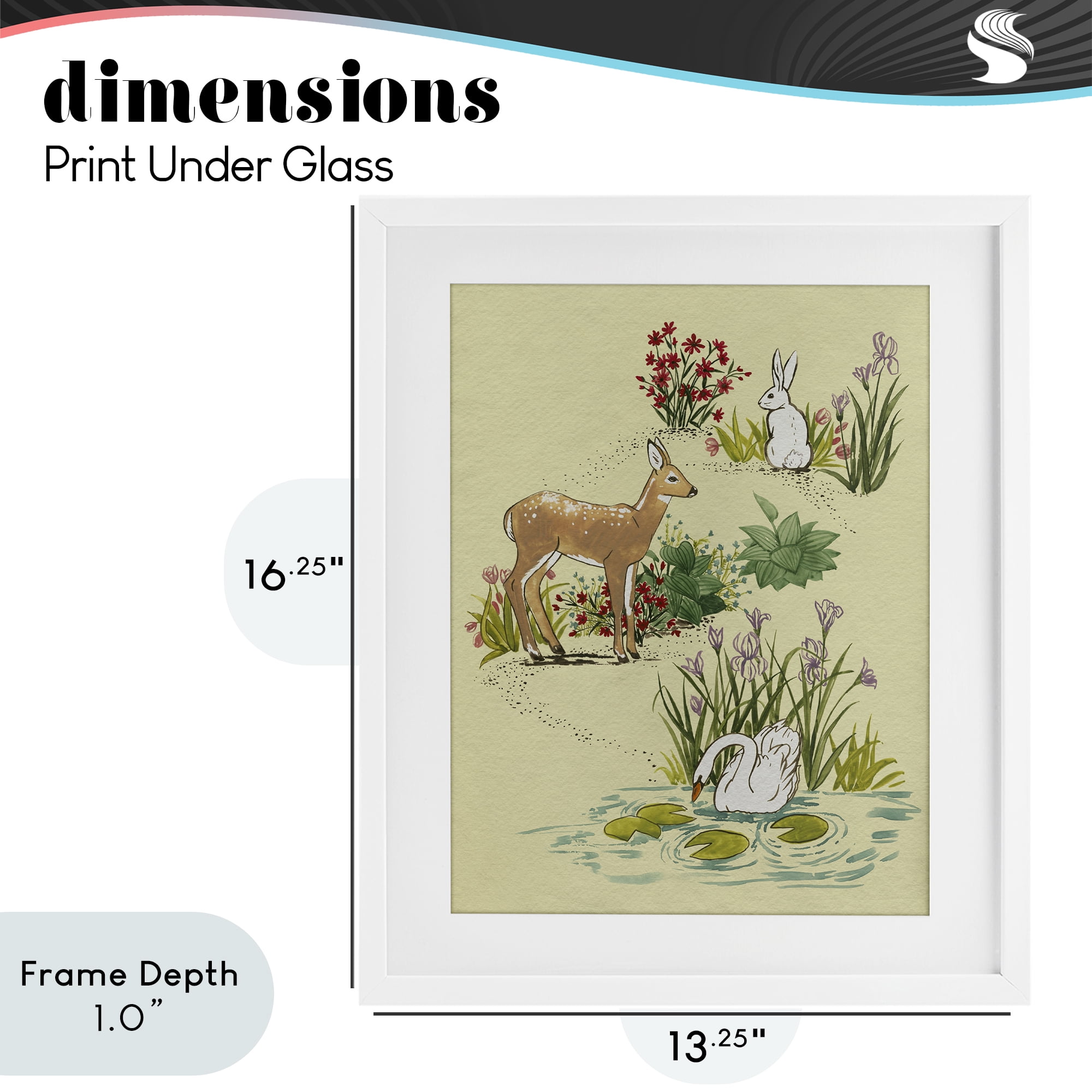 Stupell Industries Peaceful Spring Animals White Framed Print Under Glass, design by Grace Popp