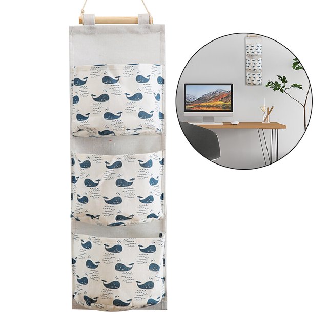Bolsa para colgar en la pared, sala de estar, cocina, dormitorio, juguetes, organizador de artículos diversos, bolsa de bolsillo para colgar Almacenamiento y organización del hogar ballena Cateissary HA001636-08