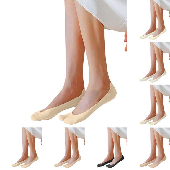 Women's Split Toe No Show Socks, Soft Cotton Casual Low Cut Socks for Flats, Loafers and Casual Wear, 1-Pack | VerBelle,Beige One Size