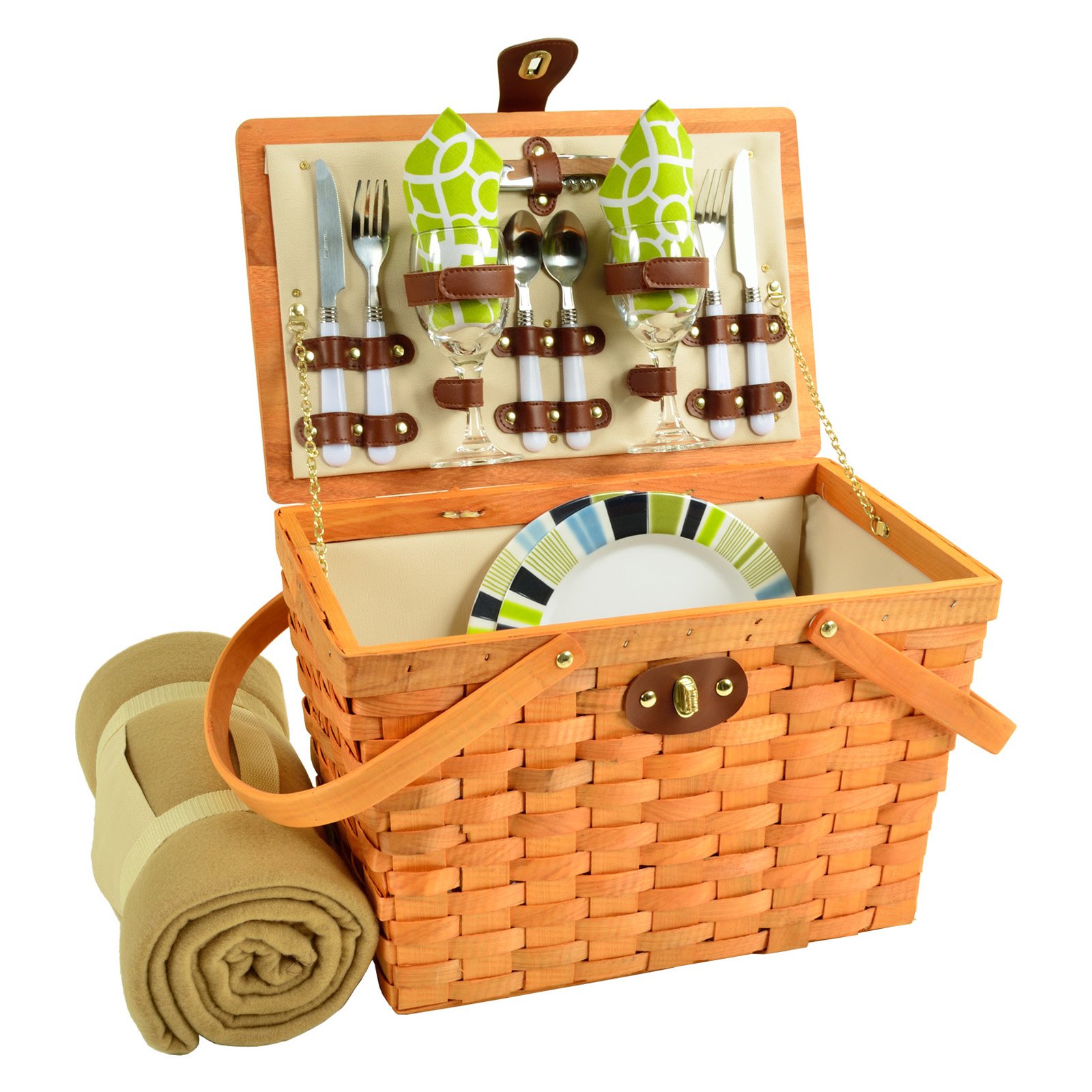 Picnic at Ascot 2 Person Frisco Traditional American Picnic Basket with Blanket