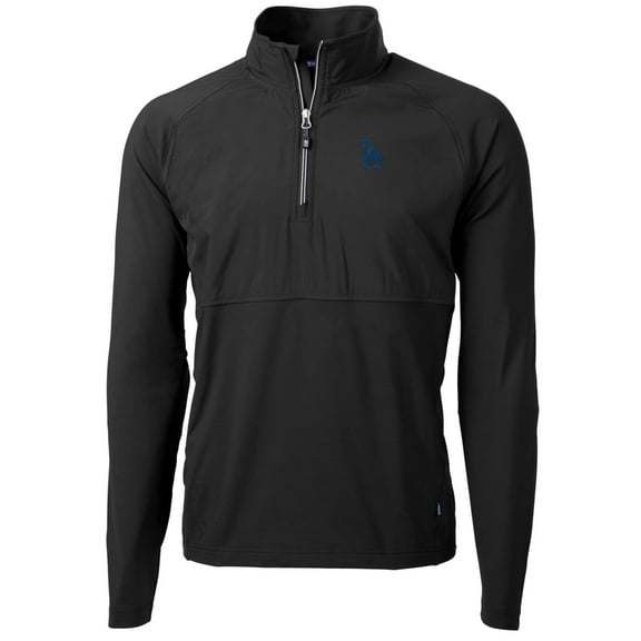 Men's Cutter & Buck Black Los Angeles Dodgers Adapt Eco Knit Hybrid Recycled Quarter-Zip Pullover Jacket