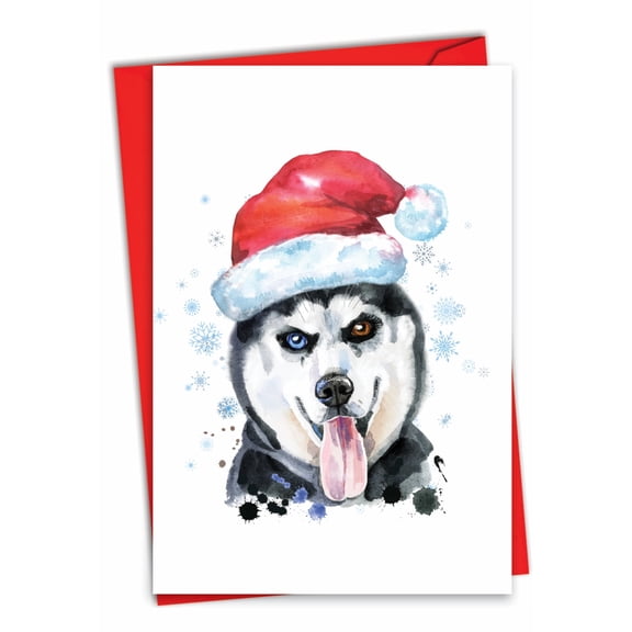 The Best Card Company Dogs Christmas Greeting Card w/ 5x7 Envelope (1 Card), for Men, Women, Merry Christmas Holiday Merry Mutts C2915DXSG