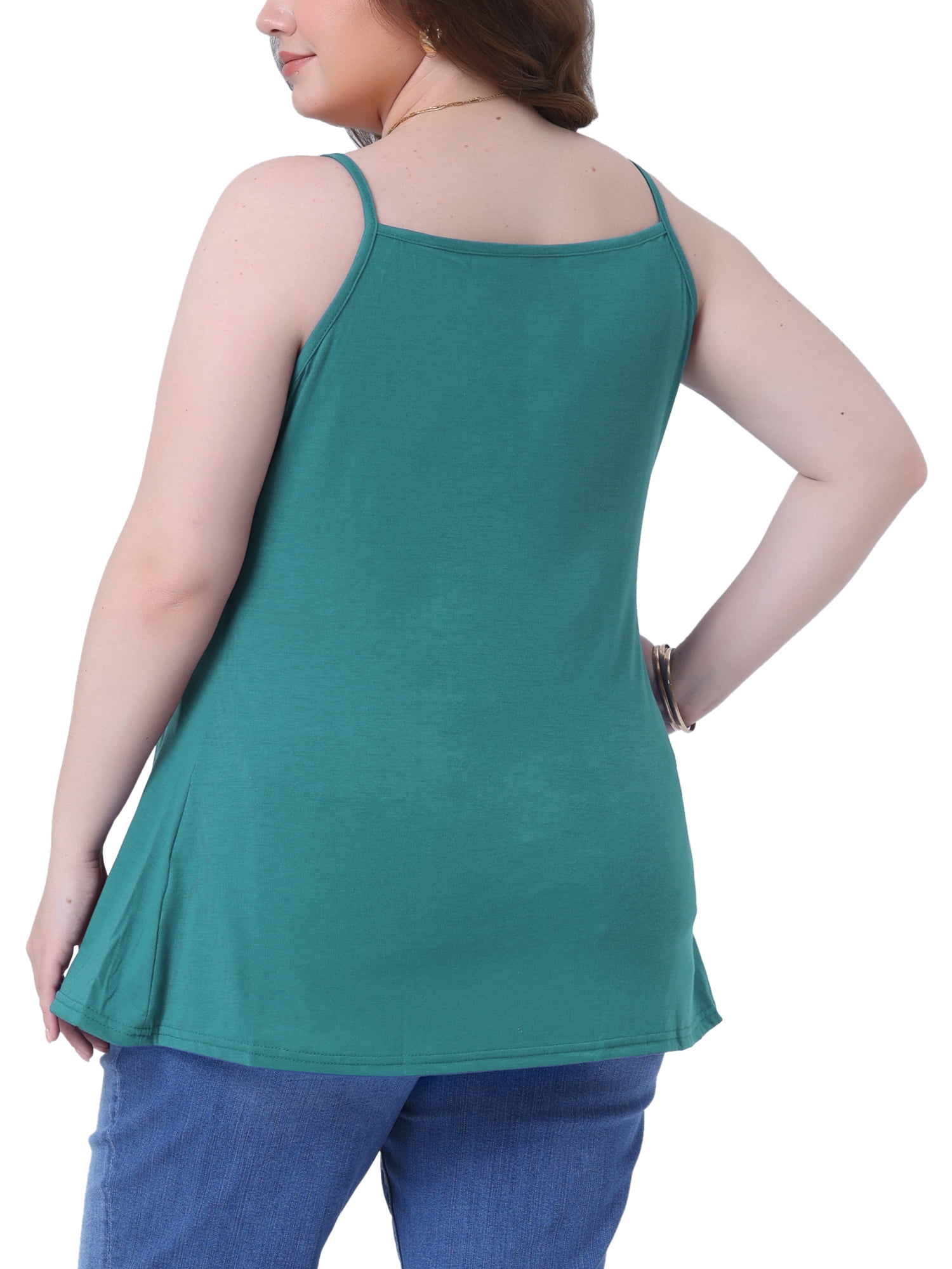 DARING DIVA Women's Plus Tank Tops with Button V Neck and Pleated Design 1X Green