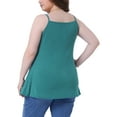 thumbnail image 4 of DARING DIVA Women's Plus Tank Tops with Button V Neck and Pleated Design 1X Green, 4 of 6