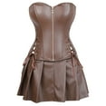 thumbnail image 1 of Grebrafan Corset Leather With Skirt Cosplay Steampunk Plus Brown 6XL, 1 of 1