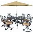 thumbnail image 6 of SUNCROWN 7 Pieces Outdoor Dining Set Metal Swivel Cushioned Chairs Patio Furniture Sets with Steel Slat Bistro Table and Brown 9Ft Patio Umbrella for Backyard, Lawn, Garden, 6 of 8