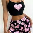 thumbnail image 7 of Xysaqa Pajamas Set for Women Love Printed Spaghetti Strap Cami Tank Tops and Shorts Womens Two Piece Pjs Set Cute Sleepwear Black Xl, 7 of 7
