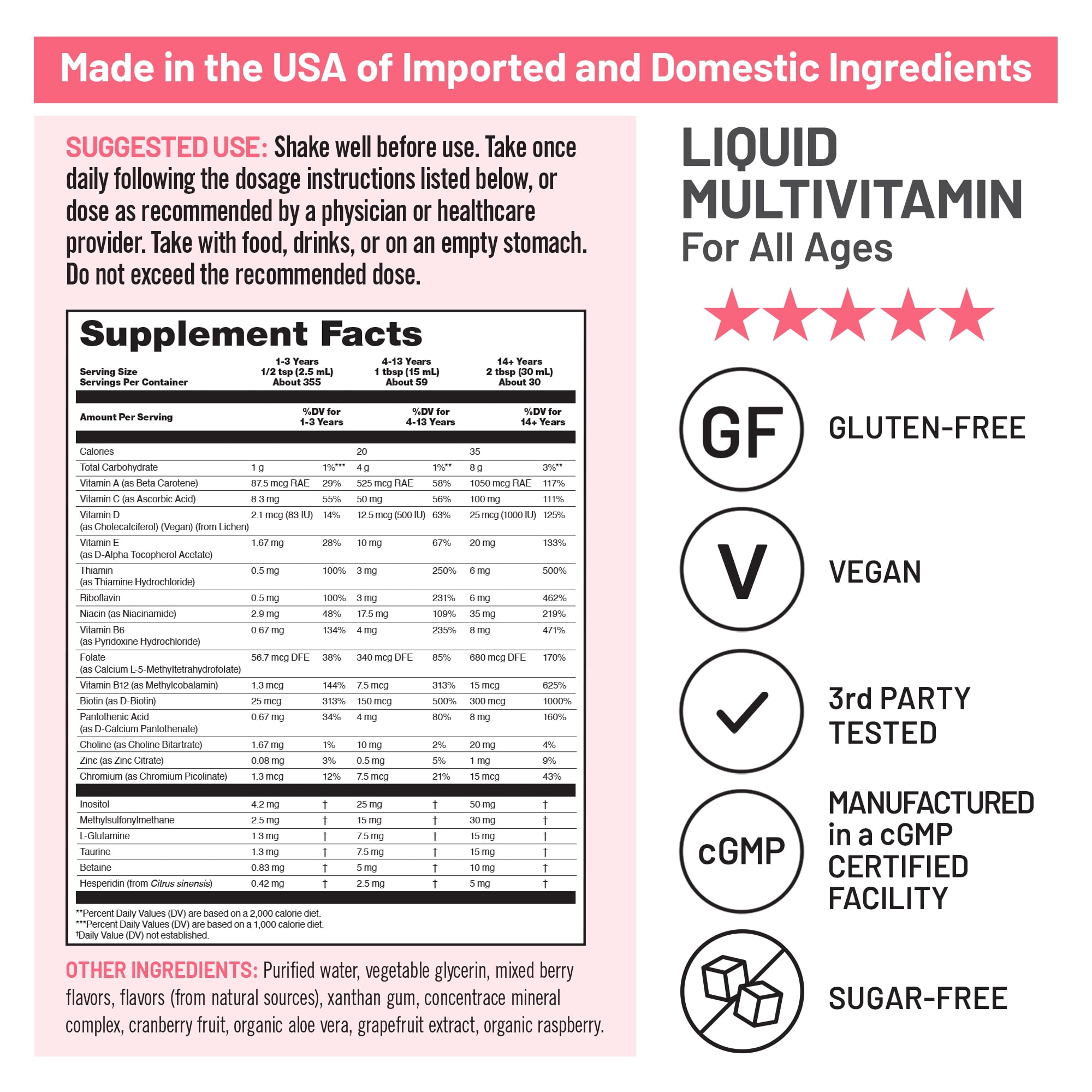 NatureWise Liquid Multivitamin - All Ages - Sugar Free, Vegan - 30 fl oz[30 Servings]