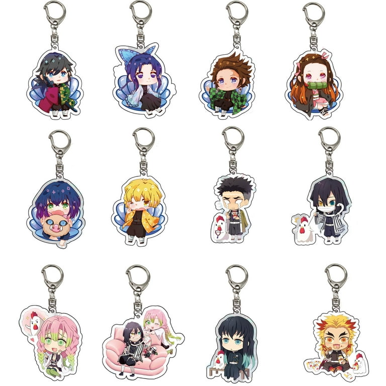 ZILEFSILK Cute Anime Demon Slayer Acrylic Figure Keychain Set