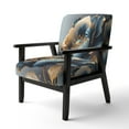 thumbnail image 3 of Designart "Deep Blue and Gold Blossom III" Blue Floral & Botanical Upholstered Accent Chair - Traditional Arm Chair For Bedroom, 3 of 5