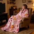 thumbnail image 4 of Yhmxh Halloween Throw Blankets, Soft Ghost Throw Blanket Cute Funny Spooky Blanket, Cozy & Warm Halloween Decor Plush Fuzzy Reversible Blankets for Bed Sofa Couch Livingroom Chair Car Travel, 4 of 6