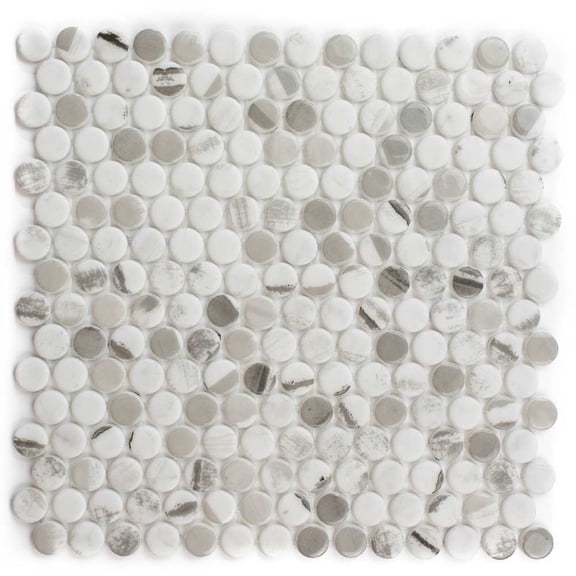 The Tile Life Eterna Penny 1" x 1" Alaia Glass Mosaic Floor and Wall Tile, 1 Sheet