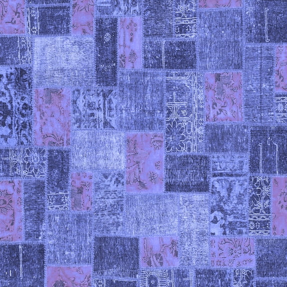 Ahgly Company Machine Washable Indoor Square Patchwork Blue Transitional Area Rugs, 4' Square