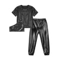 thumbnail image 6 of Venjoe Kids Girls Hip Hop Outfit Cheer Leader Uniform Sparkle Shirts One Shoulder Tank Tops and Jazz Black 10, 6 of 7