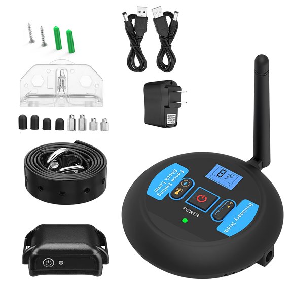 Wireless Electric Dog Fence System – 131-722ft Adjustable Boundary, IP67 Waterproof Receiver, 0-8 Level Shock, for Small Medium Large Dogs