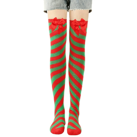 Honeeladyy Striped Thigh High Socks Knee High Socks for Women Teen Girls, Over the Knee Long Socks