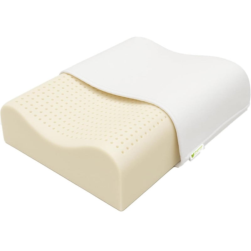 ORGANIC TEXTILES 100% Organic Latex Contour Pillow with Organic Cotton Cover - GOTS & GOLS Certified, Bed Pillow for Sleeping - (High Loft, Soft) - Pack of 1