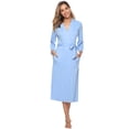 thumbnail image 2 of Doaraha Cotton Robe Women Lightweight Spa Shower Night Bathrobe Long Sleeve Knit Soft Kimono Sleepwear Ladies Loungewear, 2 of 10