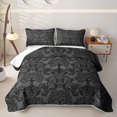 thumbnail image 2 of Erosebridal Tree Of Life Damask Quilt King,Baroque Leaf Vintage King Coverlet Set For Adults,3-Piece, 2 of 7