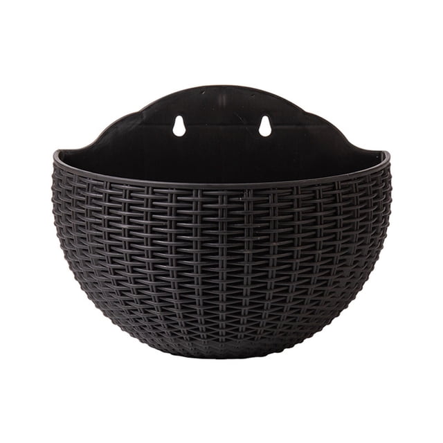 Vertical Wall Planter Half Round Imitation Rattan Container for Indoor Garden Outdoor Balcony Decorative Hanging Planters with S Hooks