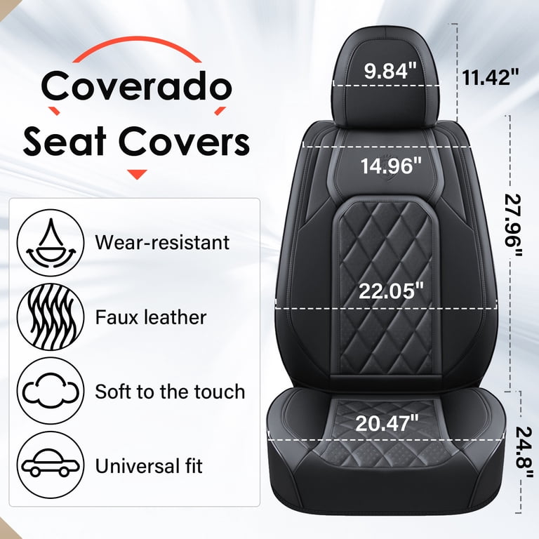 Coverado Front Car Seat Covers, Waterproof Leather, 6-Piece Set photo 7
