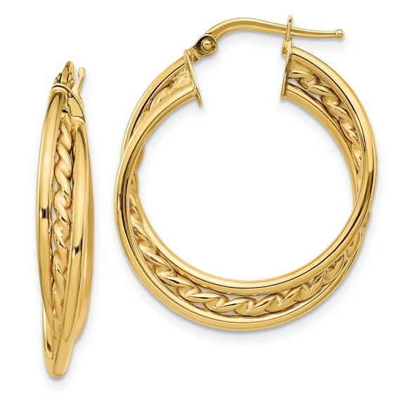 Primal Gold 14 Karat Yellow Gold Rope Twisted Hoop Earrings