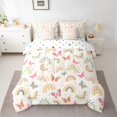 thumbnail image 3 of Manfei Bohemian Rainbow Full Size Bedding Sets, Butterfly Floral Full Size Bed in a Bag, Cream, Polkadot Reversible, 7-Piece, 3 of 6
