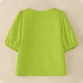 thumbnail image 5 of TARIENDY Summer Casual Shirts for Women Puff Sleeve Notch Neck T Shirt Loose Fit Solid Color Going Out Tops Trendy Outfits Green M, 5 of 6