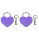 thumbnail image 1 of 2 juegos de candado de corazón de Metal, candado exquisito colorido, suministros de artesanía para el hogar con llaves, 30x39mm, color morado, 1 of 5