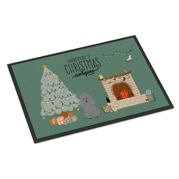 Carolines Treasures CK7631MAT 18 x 27 in. Silver Poodle Christmas Everyone Indoor or Outdoor Mat