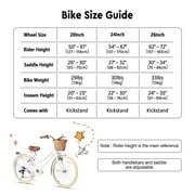 Glerc Missy 24 Girl Cruiser Kids Bike Shimano 6-Speed Teen Hybrid City Bicycle with Rack for Youth Ages 7 8 9 10 11 12 13 14 Years Old Wicker Basket & Lightweight, White